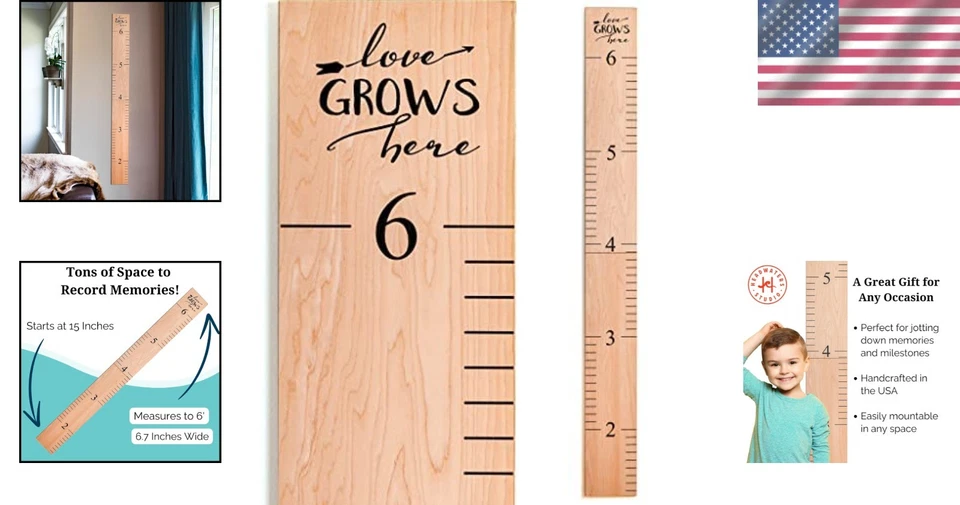 Kids Growth Chart - Natural Wood with Black Numerals - Image 2 of 4