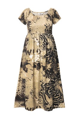 Angel of Style Damen große Größen Maxikleid A Line Jersey Leo