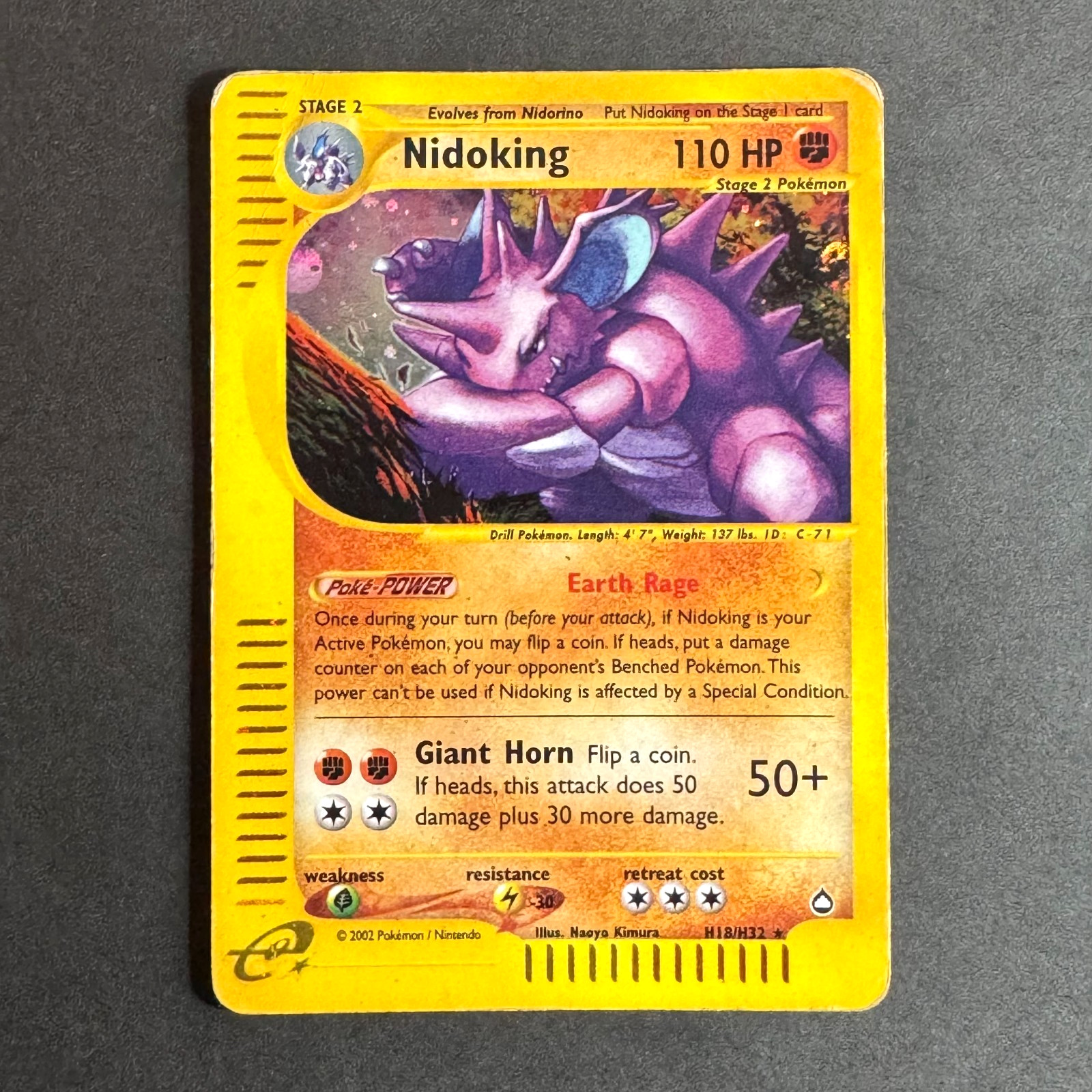 NIDOKING HOLO #H18/H32 Rare English Aquapolis E-Series 2002 Pokemon Card