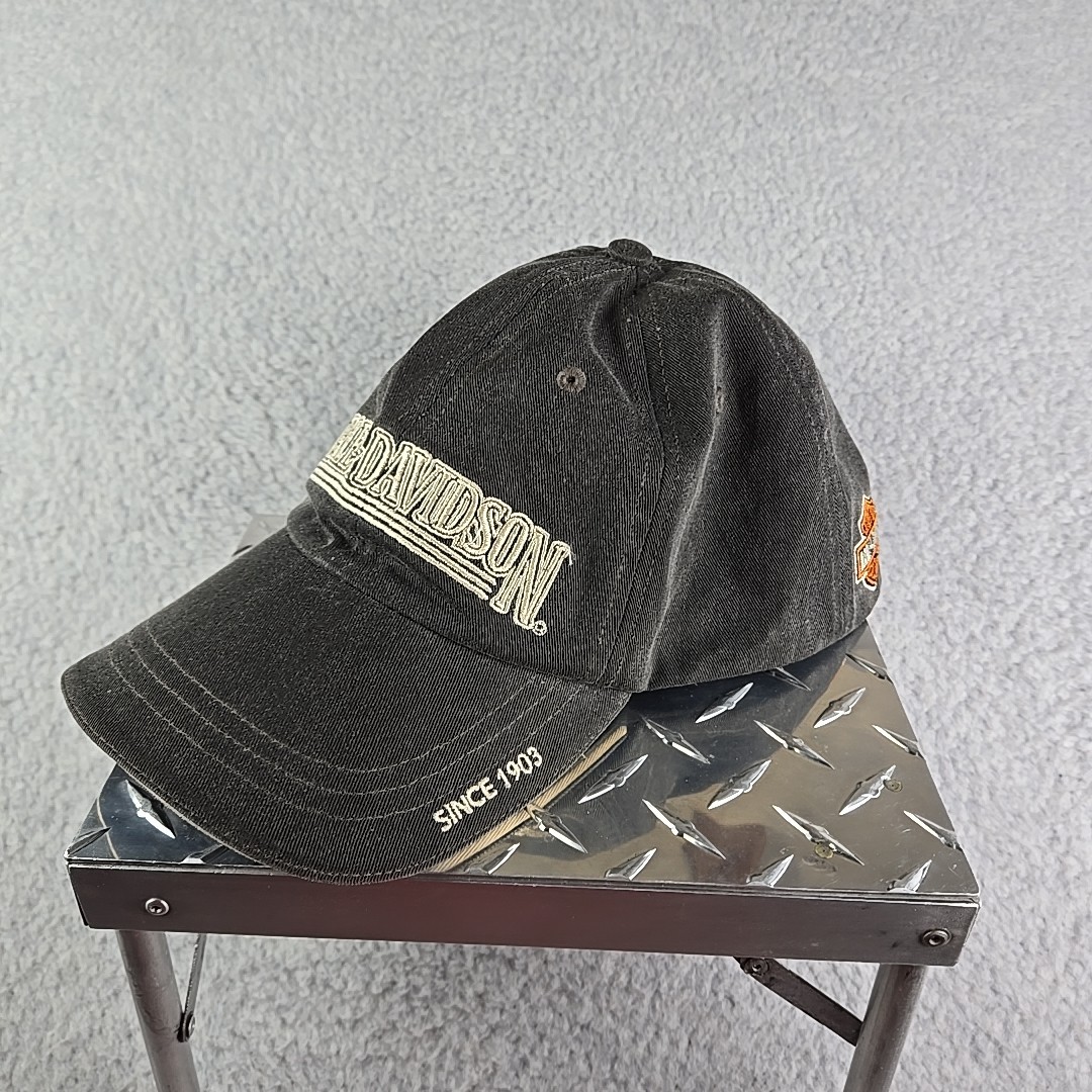 Vtg Harley Davidson Motorcycles Embroidered Cap Hat Black  display picture 1