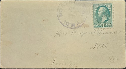 Northboro Iowa Violet Double Rim Cds 3c Banknote 1882 DPO Page County Tp - Picture 1 of 2