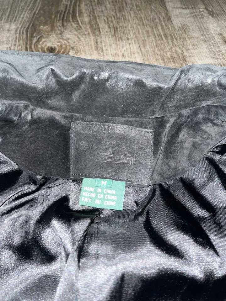 Chaqueta Blazer Vintage Ralph Lauren Etiqueta Cuero Negro Gamuza Botón Mediano Raro Foto 3 de 4