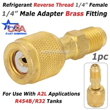 HVAC R32 Reverse Thread 1/4” Female, 1/4” Male  Adapter For A2L R454B/R32 Tanks