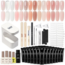 Poly Gel Nail Extension Kit with UV Light, 14 Colors Clear Pink Nude Jelly Sheer