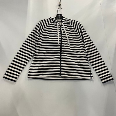 TALBOTS Classic French Terry Hooded Jacket Women's Size S Stripe