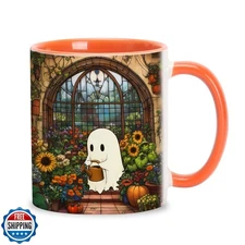 Hyturtle Cute Ghost Coffee Mug, Ghost Plant Mug, Spooky Cup Gifts For Plant L