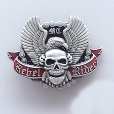 Vintage Style Western Rider Enamel Wings Skull Belt Buckle
