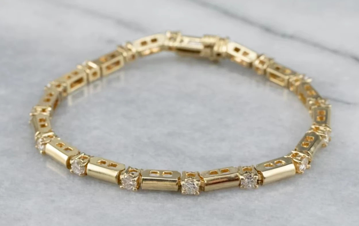 Round Cut Certified Moissanite Tennis Bracelet 14K Yellow Gold Plated 3.00 Ct