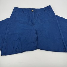 Talbots Blue Wide Leg Cropped Pants Size 14 High Waisted Casual