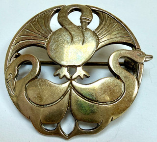 Vintage Shetland Silber Brosche mit drei Nornen
