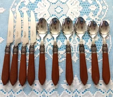 Pioneer Woman COWGIRL LACE Flatware 10 Pc WOOD TONE HANDLE Knives Spoons