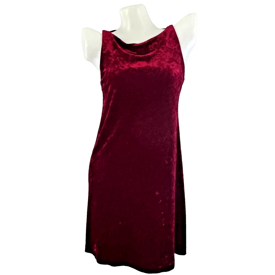 Mini Vestido Sin Mangas BETSEY JOHNSON Rojo ELASTIZADO Terciopelo Aplastado Años 90 De Colección Vacaciones S Foto 2 de 4