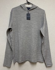Peter Millar Men  s Gray Merino Wool Blend Excursionist Flex Popover Hoodie Sz S