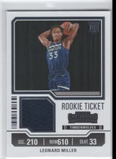 #RTS-MLR 2023-24 Panini Contenders Rookie Ticket Patch Leonard Miller Rookie