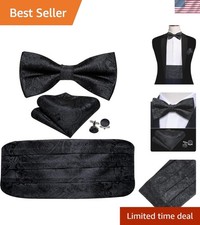 Men's Adjustable Silk Cummerbund Bowtie Set - Perfect Gift for Formal Events