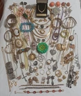 Vtg Jewelry Box Filled w/Vintage Costume JEWELRY Necklaces Earrings Rings Brooch