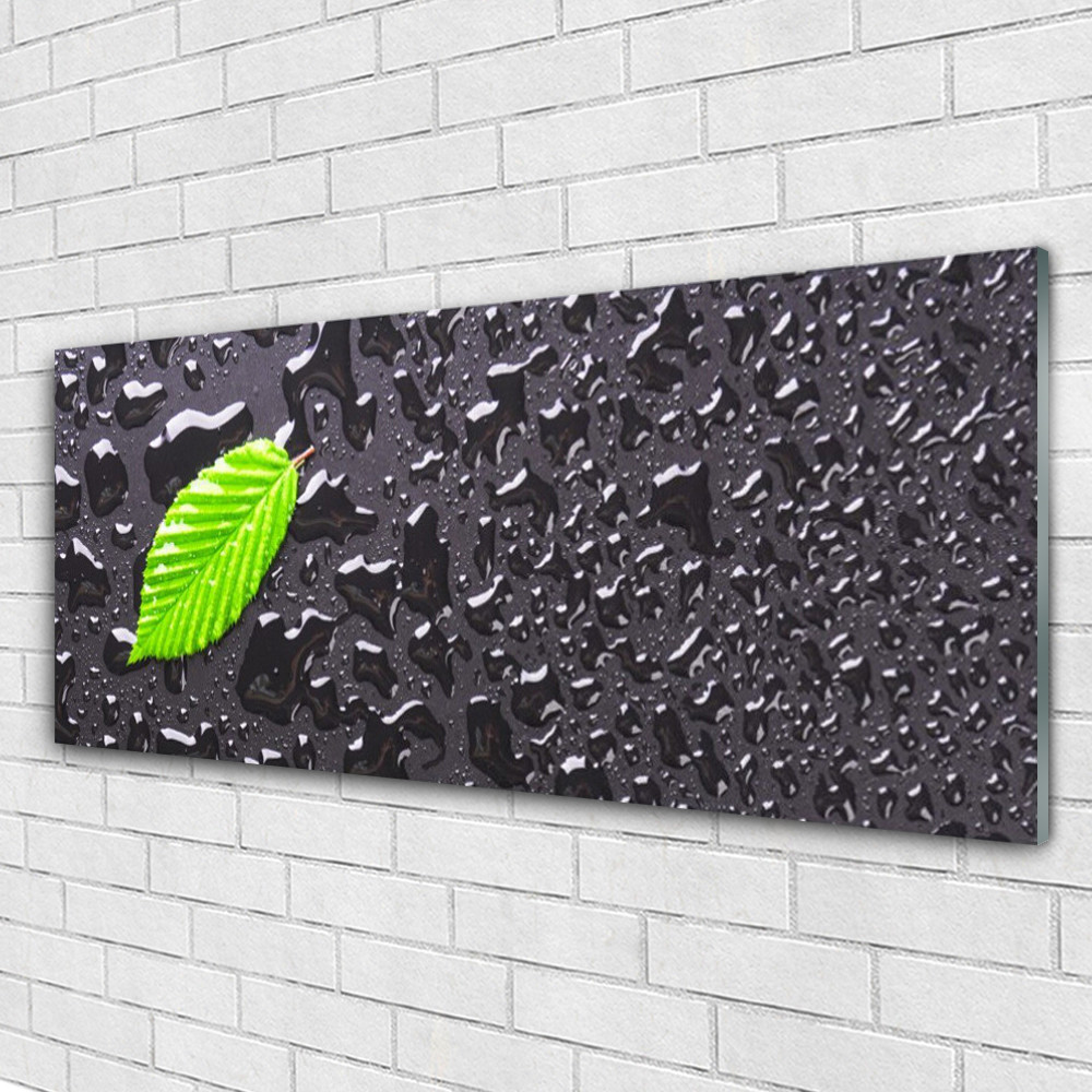 Tableau feuille en verre acrylique 125x50 cm pour salon moderne