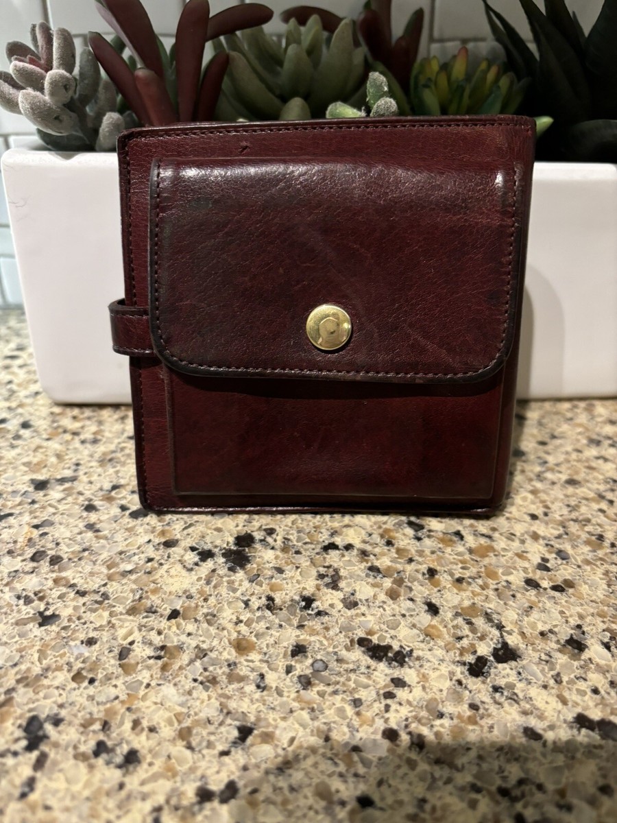 Coach Vintage Coin Purse Buffalo Leather Wallet Burgundy