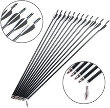 12 Pcs 30" Fiberglass Arrows Archery OD 8mm For Recurve/Compound bow Hunting US
