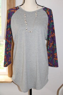 LuLaRoe Top Randy Tee-Shirt ~ Unisex ~ Knit ~ Raglan Mid-Length Sleeves ~ Sz XL