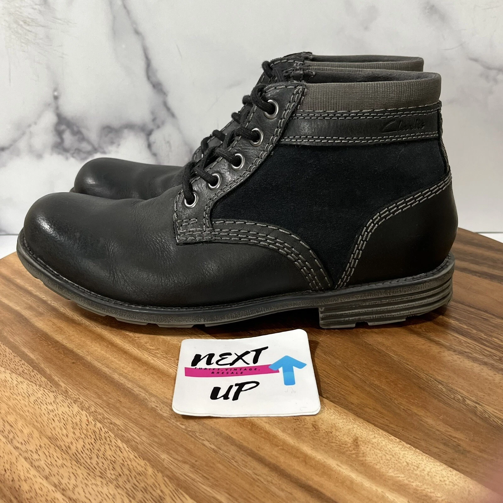 Stivaletti uomo Clarks Darian Mid Oxford pelle nera casual da lavoro chukka 8 5