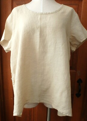 FLAX Designs Linen Shirt    L   NWT Blossom Blouse  BISCUIT
