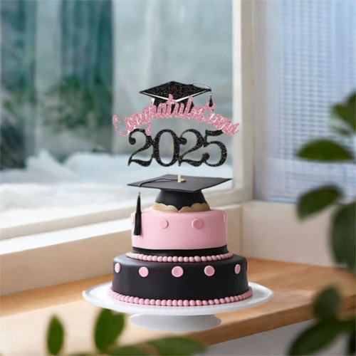 5pcs Glitter 2025 Graduation Cake Topper Set Party Cake Decorations - Picture 12 of 12