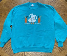 Vintage Jerzees Made In USA Tea Bunny Decisions Decisions Crewneck Sweatshirt 2X