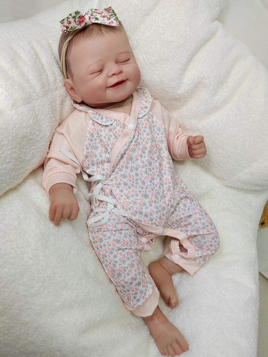 19 Reborn Baby Doll Soft Cloth Body Boy Girl Lifelike Sleeping Newborn  Kids Toy