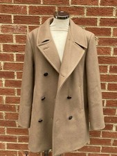 Gloverall Vintage Coat New Wool Tan Winter Coat Buttoned Uk 14 Eur 40 Pea Coat 
