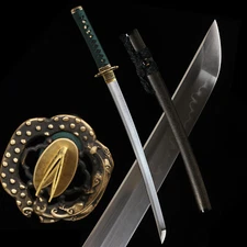 30'' Polished T10Steel Clay Tempered Japanese Samurai Wakizashi Sword Real Hamon