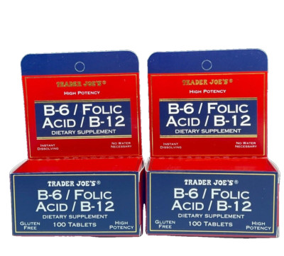 2X Trader Joe's B-6 Folic Acid B-12 High Potency Dietary Supplement FREE SHIP
