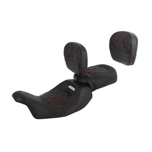 Asiento de conductor y pasajero negro + rojo con respaldo apto para Harley Street Glide 09-23 - Imagen 5 de 13