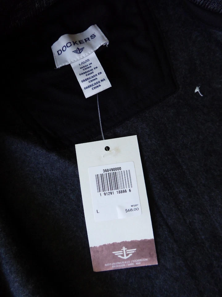 DOCKERS Lightweight Fleece Jacket Full Zip Black Heather Size Large - Image 3 of 4