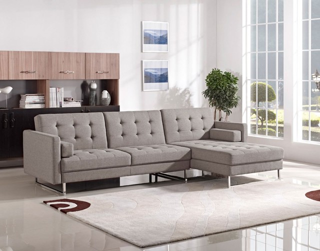 living room furniture linen fabric gray lounge sectional sofa set
