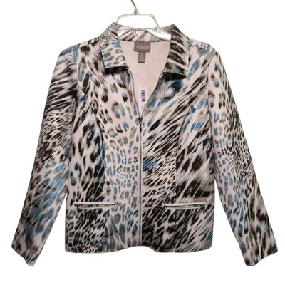 Chico's Leopard Ambiance faux Suede Jacket size 0/ US size 4