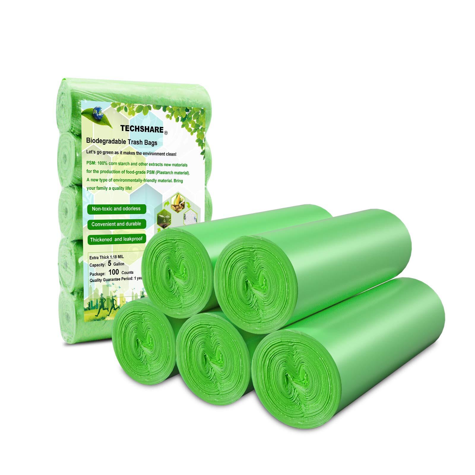 Biodegradable Trash Bags 4-6 Gallon, 100 Counts, Extra Thick Small Trash Bag ...