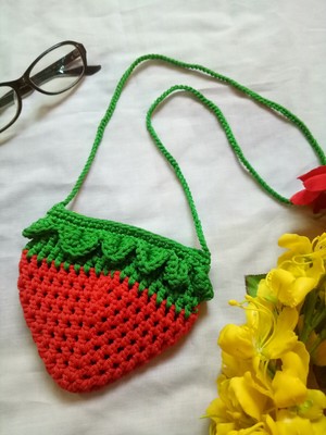 strawberry crochet backpack