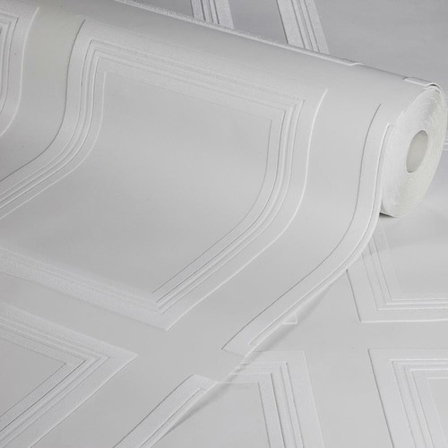 Edwardian Panel Paintable Vinyl Wallpaper Textured White RD8245 Anaglypta