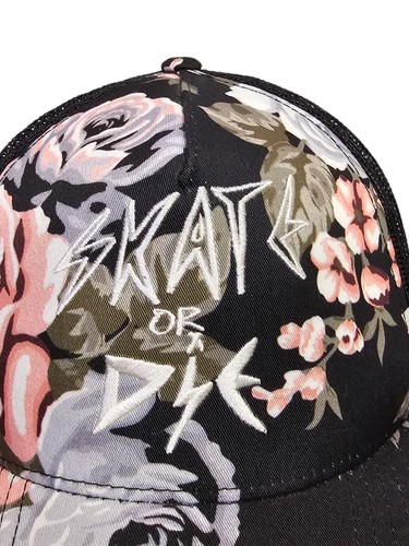 Volcom Skate or Die Floral Roses Print Trucker Adjustable Hat Snapback Cap OSFA - Picture 6 of 9