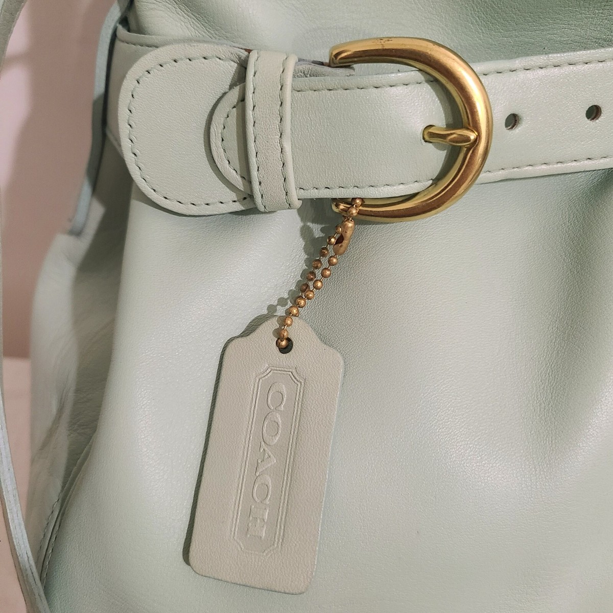 COACH VINTAGE RARE AQUA LEATHER BELTED BAG 4156 | eBay