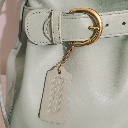 COACH VINTAGE RARE AQUA LEATHER BELTED BAG 4156 - Picture 11 of 14