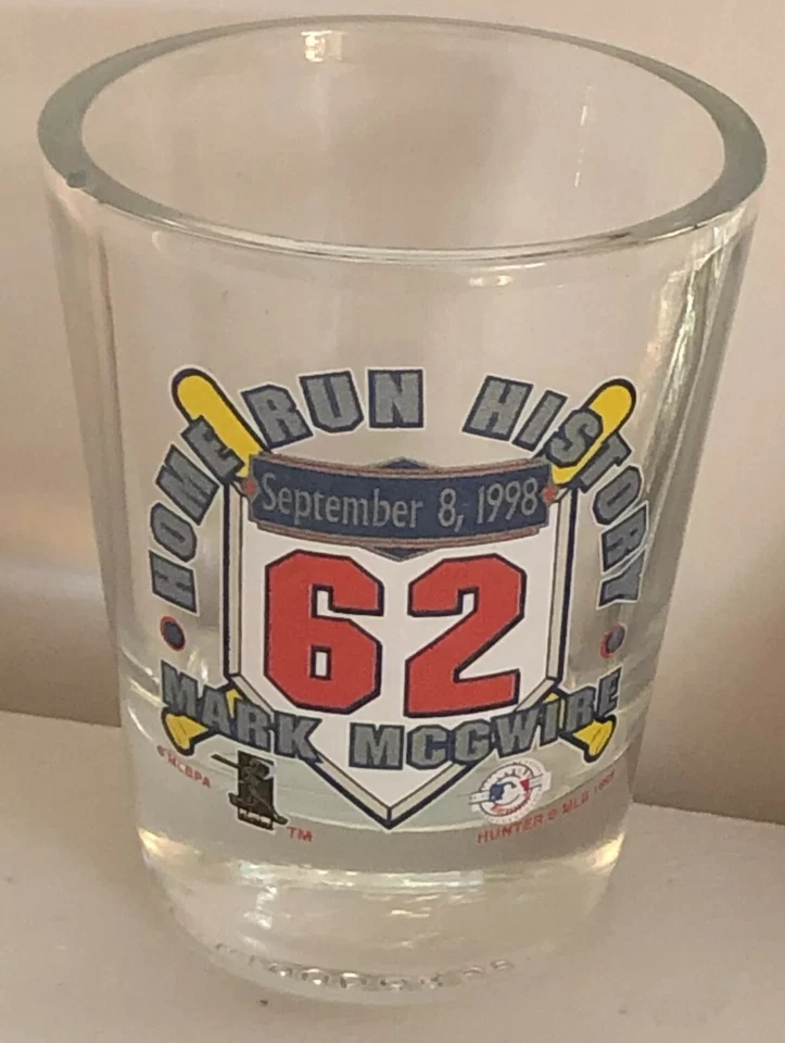 Vtg Mark McGwire 62 Home Run Pin & Shot Glass/ NOS - Image 2 of 4