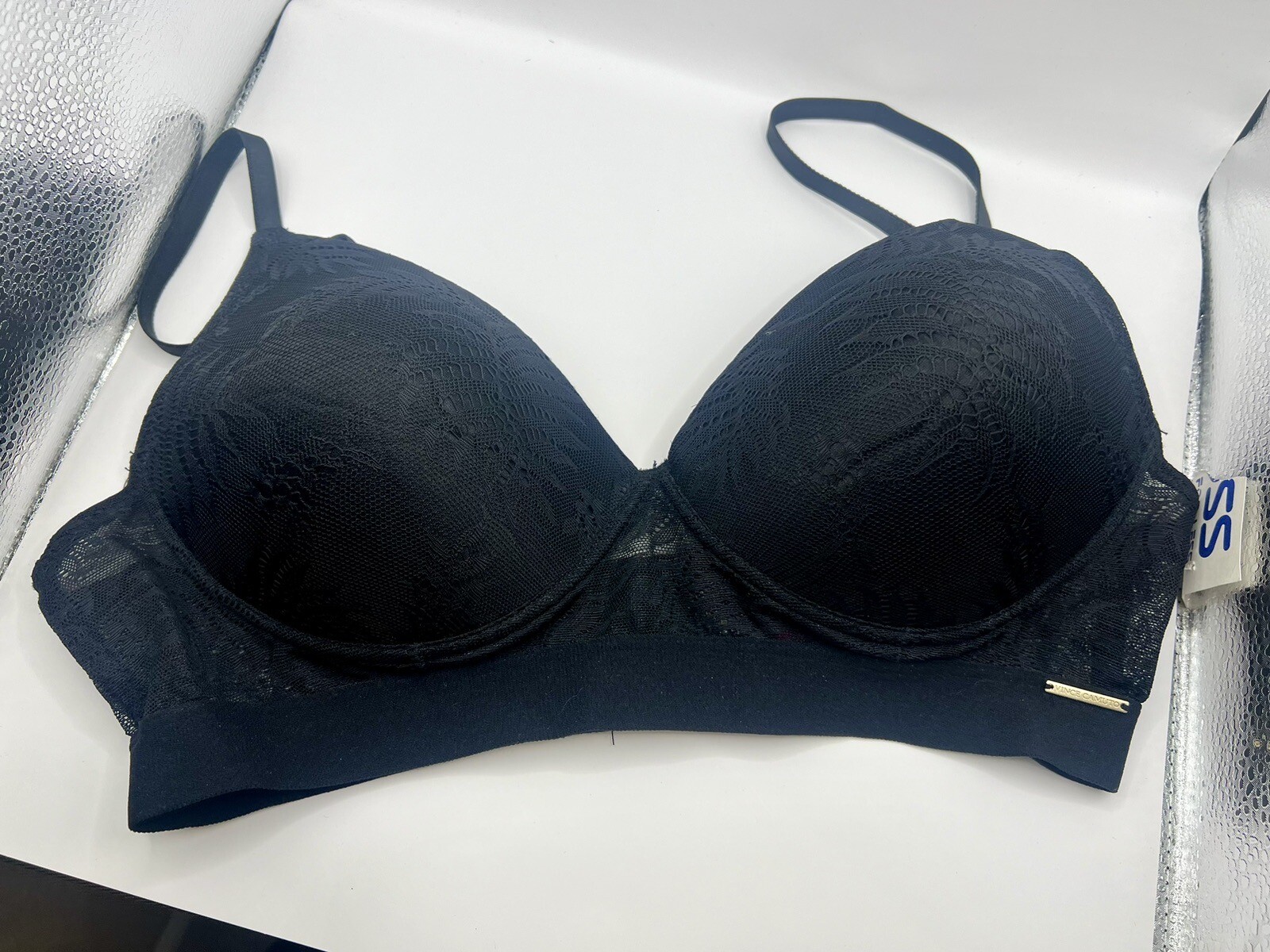 Vince Camuto Bra Womens Size 36C Black Floral Lace Underwire Adjustable Straps