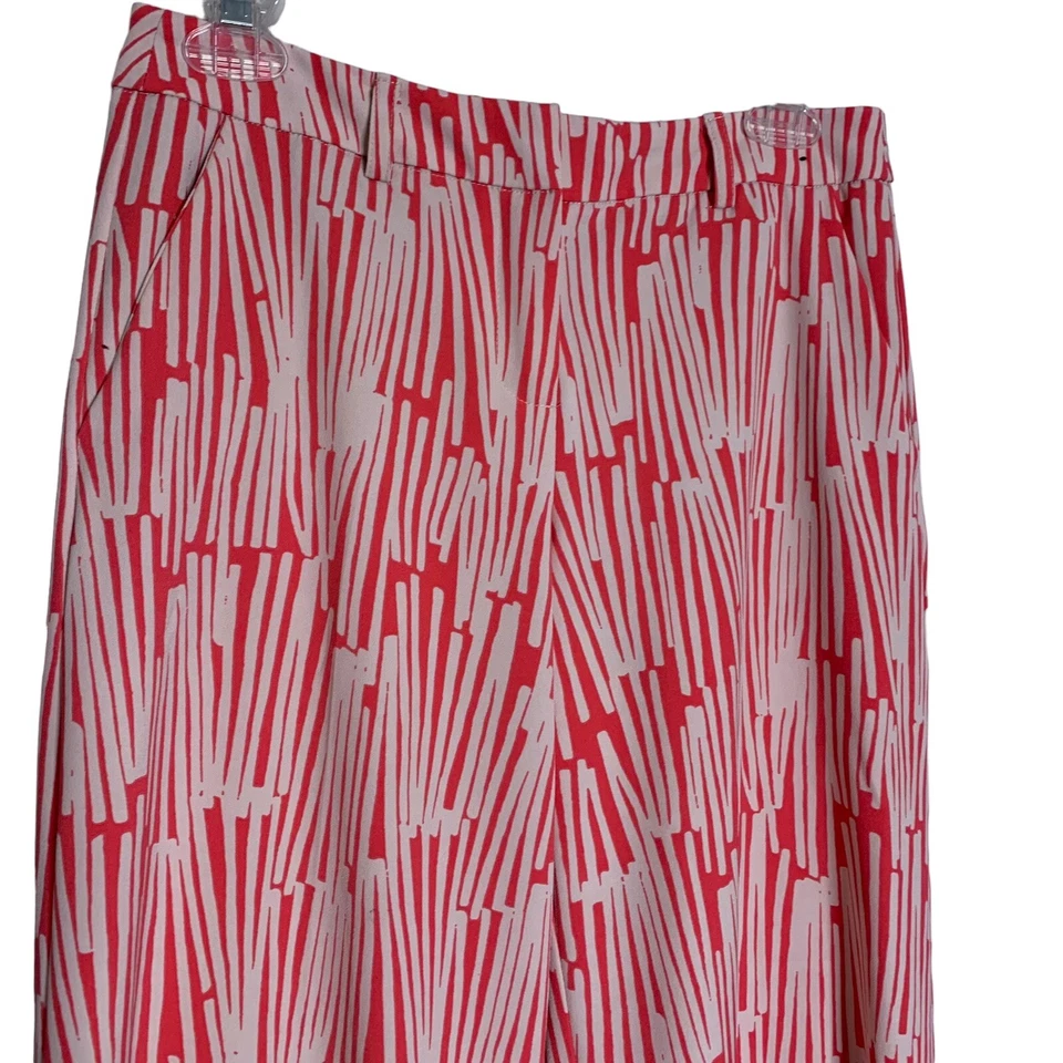 NY&C New York & Co Pants Womens 0 Wide Leg Pink & White Knit Stretch Abstract - Image 2 of 4