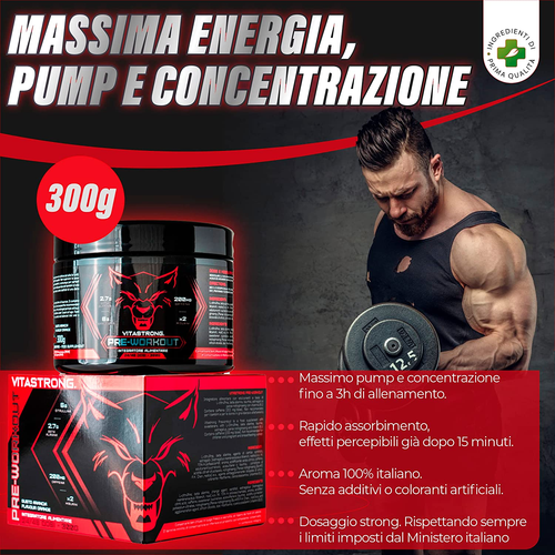 Vitastrong Pre Workout | Potentissimo Preworkout | Con Aroma Di Origine Italiana - Foto 3 di 12