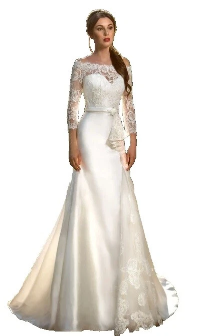 Columna de satén de Encaje/Vestidos de novia de vaina