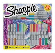 Sharpie Permanent Markers Assorted Colors & Tips 38 Markers #2160220 New In Pack