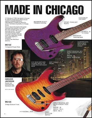 Grover Jackson 1994 Washburn Chicago MG120 MG122 guitar advertisement ad print