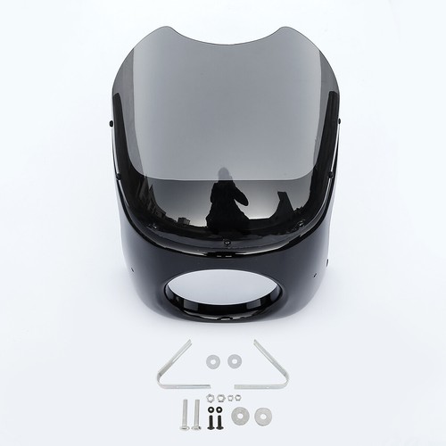 Motorcycle 7" Round Headlight Headlamp Light Fairing Smoke Windshield Windscreen - Picture 2 of 11